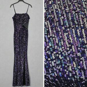Y2k Trixxi Sequin Maxi Dress Formal Gown XS/S Purple Blue Hoco Gala Evening